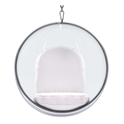 Modholic Hanging Bubble Chair, White Cushions