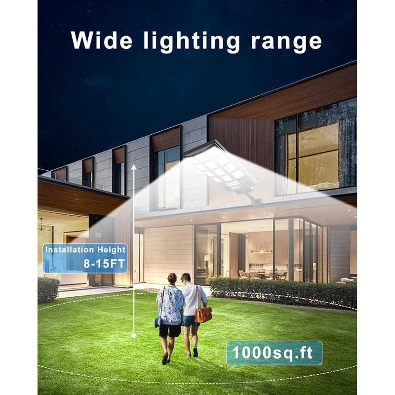 Projecteurs solaires avec capteur de mouvement, 5 modes d'éclairage et télécommande, lumière de sécurité à DEL 6500K pour l'extérieur, la cour, le jardin, la rue - paquet de 4