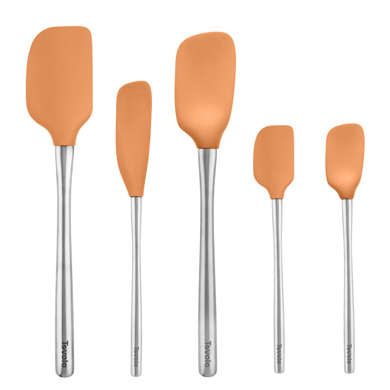 Ensemble de 5 spatules en silicone Tovolo Flex-Core avec poignées en acier inoxydable, Abricot