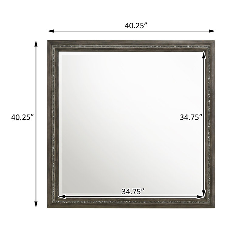 Miroir carré pour commode gris Srikanth, 40,25 po x 40,25 po