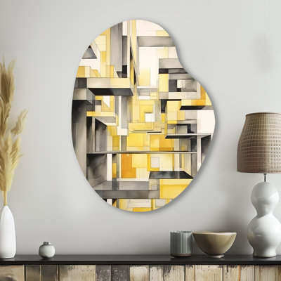 Clela - formes abstraites, art mural en métal asymétrique, reproduction d'art en métal de forme irrégulière jaune