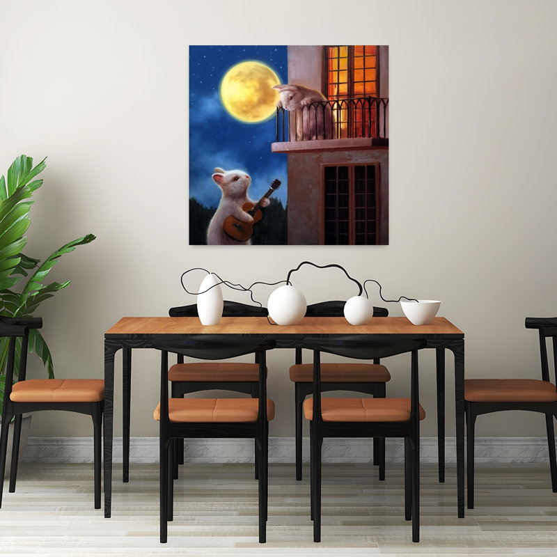 Lapin au clair de lune abstrait, art urbain contemporain, forêt urbaine, H 32 po x l 32 po