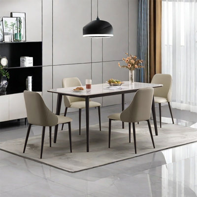 Simple light luxury rock plate dining table sets