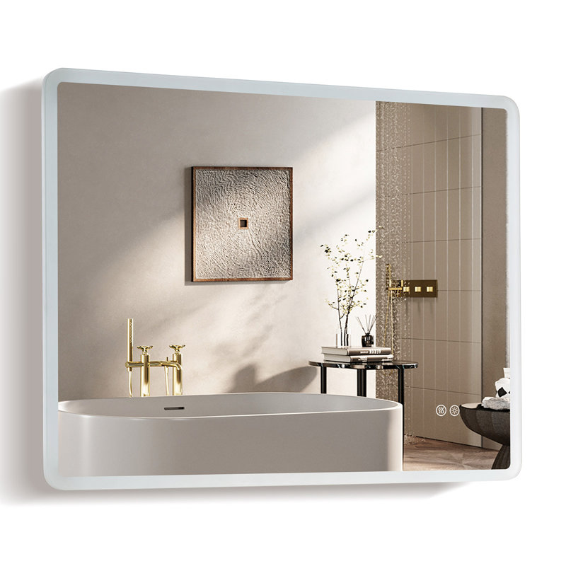 Boleslao LED Lighted Acrylic Framed Wall Mounted Bathroom / Vanity Mirror 50 x 70 cm, 19.68cm H x 27.56cm W