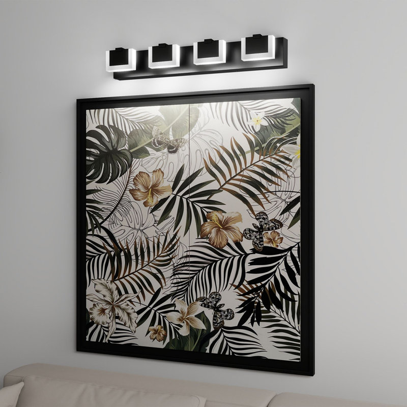 4-Light Modern LED Vanity Light, Bathroom Wall Fixture Over Mirror, 1208 Lumens, 4.3" H x 29.9" W x 4.7" D, 4 Lights