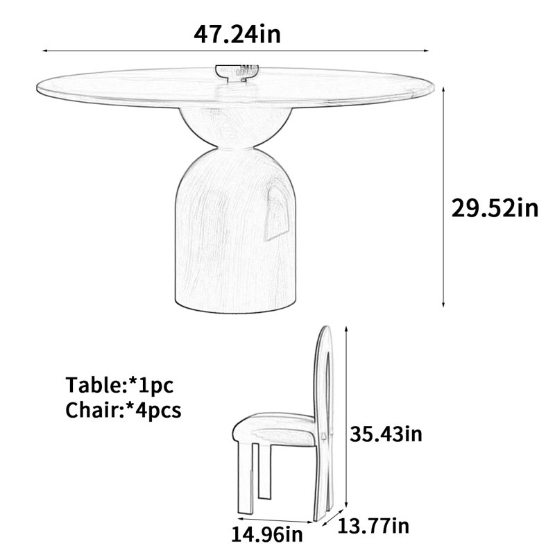 Table ronde en bois massif de style médiéval, H 29,52 po x L 47,24 po x l 47,24 po