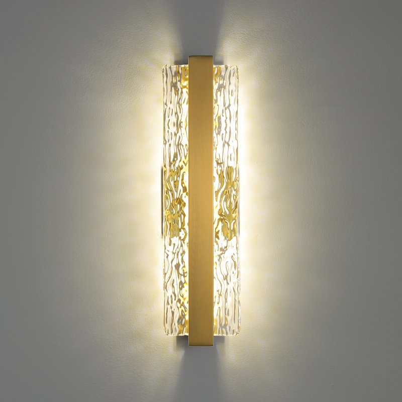 Appliques murales DEL à intensité variable avec applique en verre ondulé, Nickel, H 18,11 po x l 4,72 po x P 3,94 po