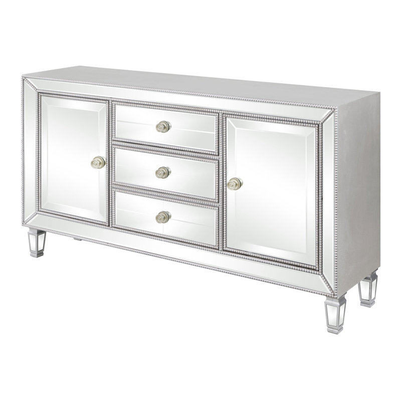 3-drawer Mirrored Storage Accent Cabinet Silver