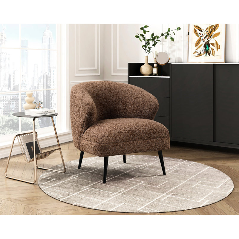 Chaise d'appoint avec rembourrage bouclé brun et mousse de contreplaqué, Brun
