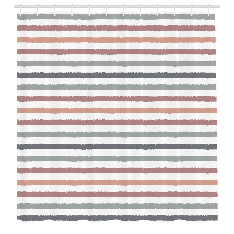 Amazon Striped Shower Curtain with Hooks Included, 69" H x 69" W, Peach