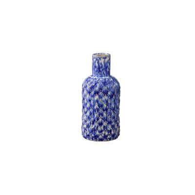 Vase en céramique au fini lustré bleu - H 13,00 po