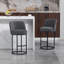 Ensemble de 2 tabourets de bar à hauteur de comptoir, tabourets de bar moderne avec dossier, tabourets de bar rembourrés en tissu de lin pour îlot de cuisine-760769174
