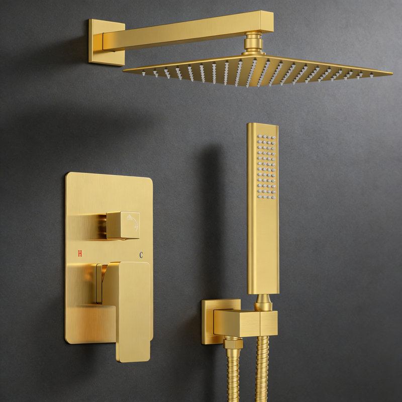 12-Inch Rainfall Shower System With Handheld Combo, Brushed Gold