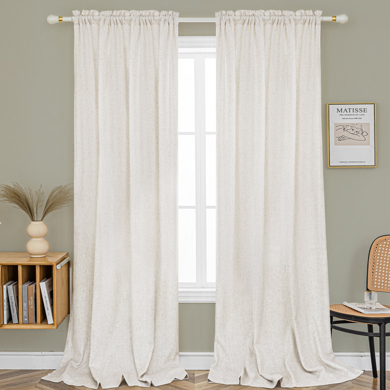 Paire de rideaux semi-transparents avec passe-tringle Jep, L 52 po x L 120 po, Naturel