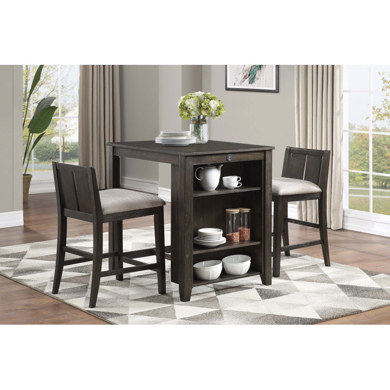 Ensemble de 3 tables à hauteur de comptoir avec tablettes USB, Cerisier, Beige / cerisier, Cerisier