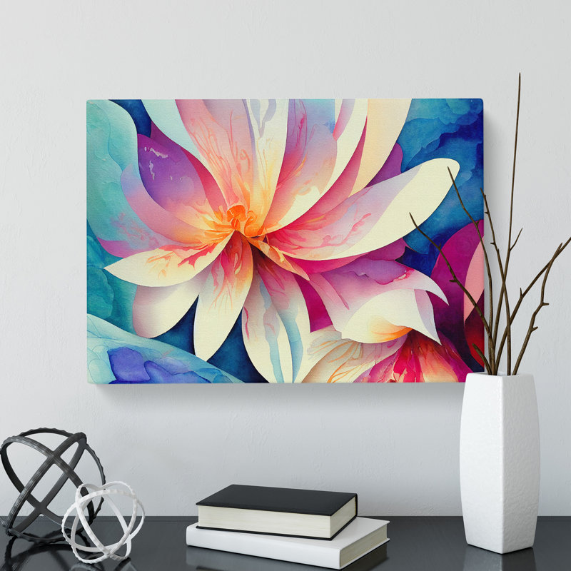 Intense Watercolour Flowers - Wrapped Canvas, 50cm H x 76cm W x 3cm D