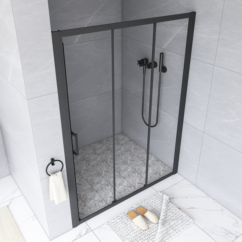 60 po X P 70 po H Porte de douche semi-encadrée au fini noir mat