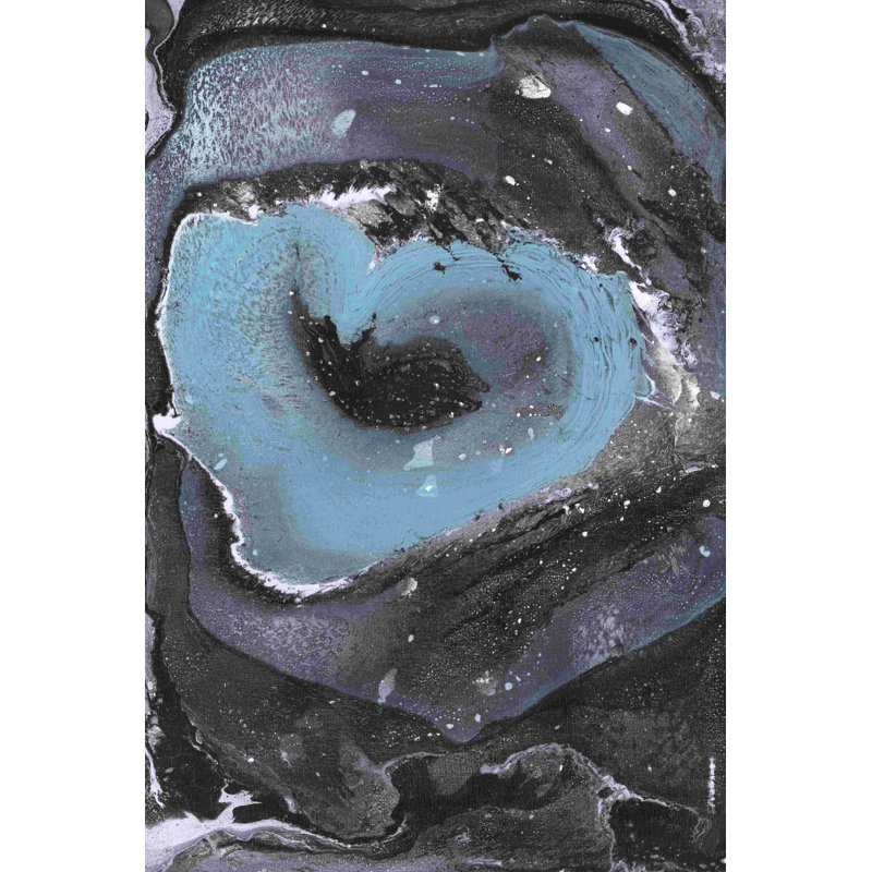 Teal Black White Marble Four - Wrapped Canvas Print, 18" H x 12" W  