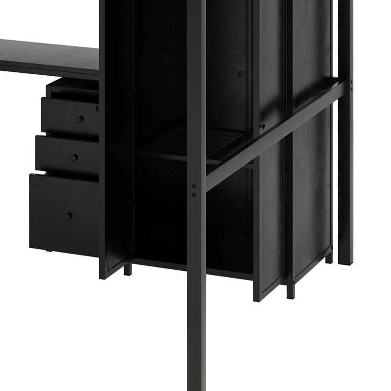 Lit mezzanine double pleine grandeur - Ensemble de table et garde-robe inclus