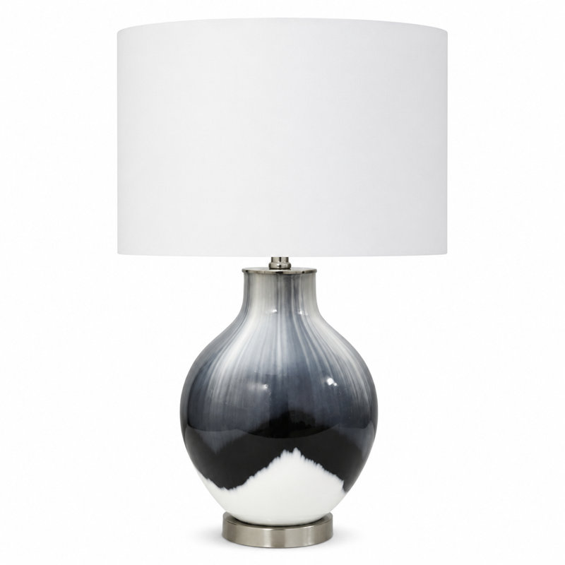 Lampe de table en verre aquarelle de 65 cm (25,5 po) avec abat-jour cylindrique gris