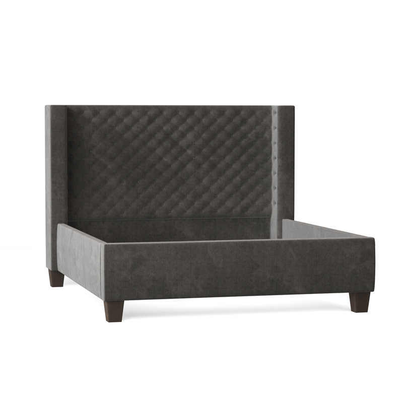 Bren Upholstered Wingback Bed, California King, Sachi Otter, Brown Mahogany