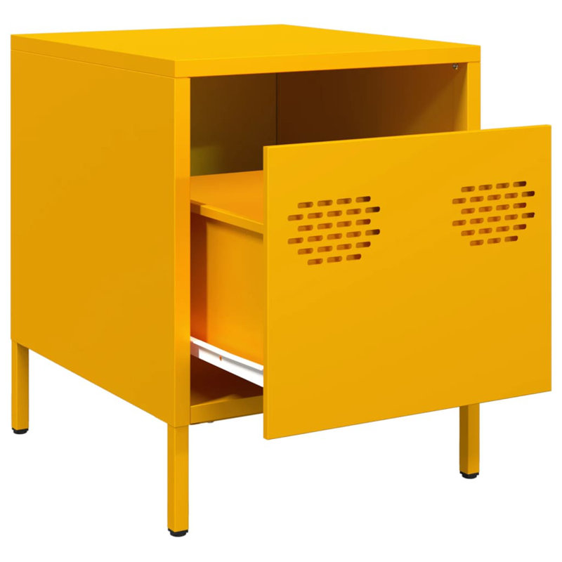 Astraea 35cm W Cold-rolled Steel Bedside Table, Yellow, Set of 2