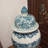 Teal and White Floral Porcelain Temple Jar with Lid