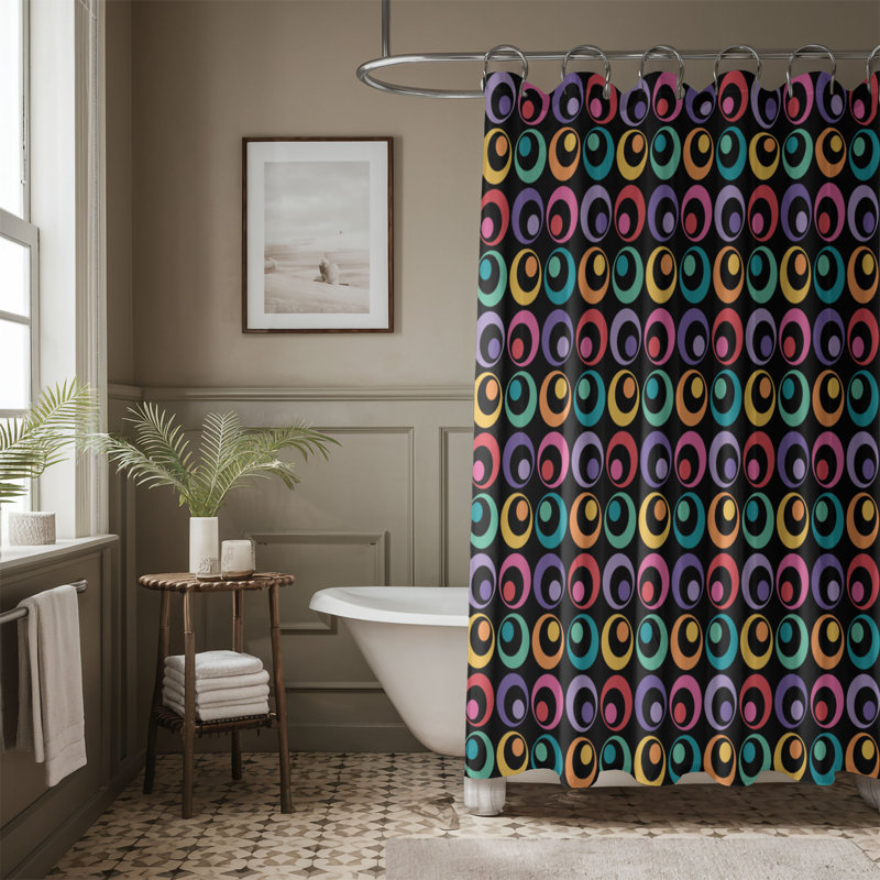 Rideau de douche 1 pièce à pétales colorés 0022, H 74 po x l 71 po