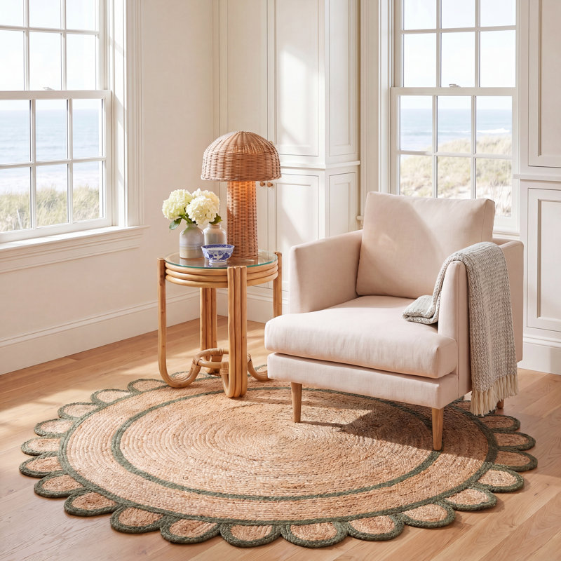 Tapis d'intérieur en jute tissé à la main Natural Fiber, Rond 6 pi
