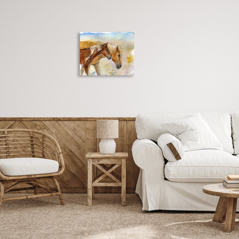 Art sauvage sur toile, "Chevaux sauvages" par John Keeling, H 30 po x l 40 po