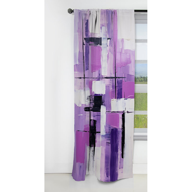 Ansell - Rideau tachisme - Rideau abstrait occultant - 1 panneau, L 52 po x L 63 po