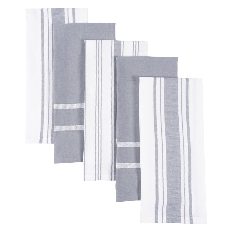 18" W Recycled Cotton Kitchen Towels , Gray Melange