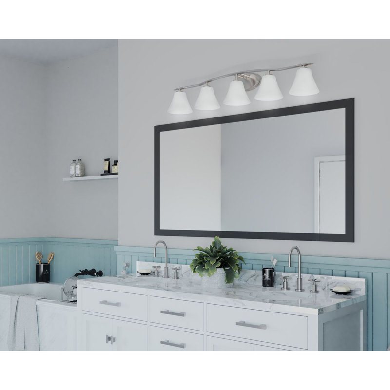 Meuble-lavaboe 5 lumières en nickel brossé Karla
