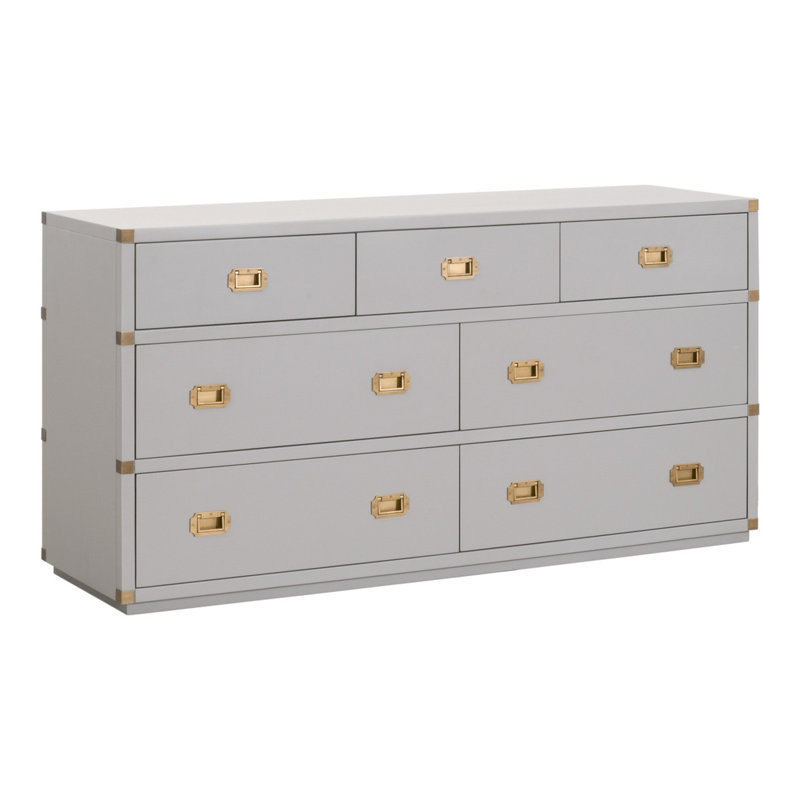 Gray Double Dresser with Felt Lined Drawers and Ball Bearing Glides