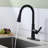 Stainless Steel 3-Function Single Handle Pull Down Kitchen Faucet With Deckplate-105782472