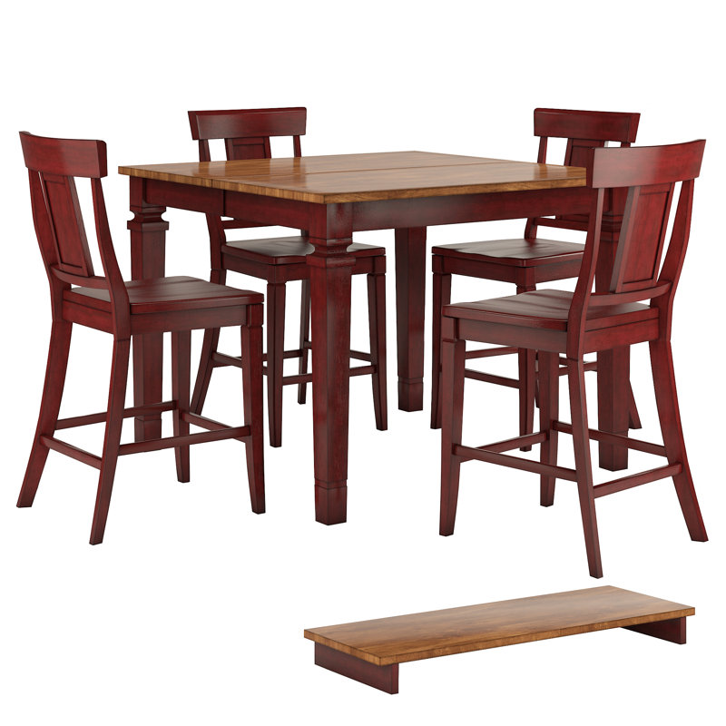 Extendable Dining Set, Antique Berry, Counter Stool (24.21" Seat Height)