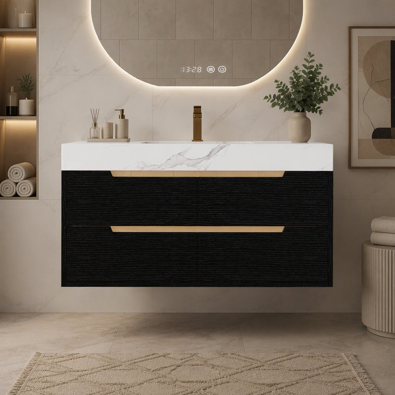 Free Standing Wall Mounted Single Double Single Vanity Bathroom Vanity With Stone Top