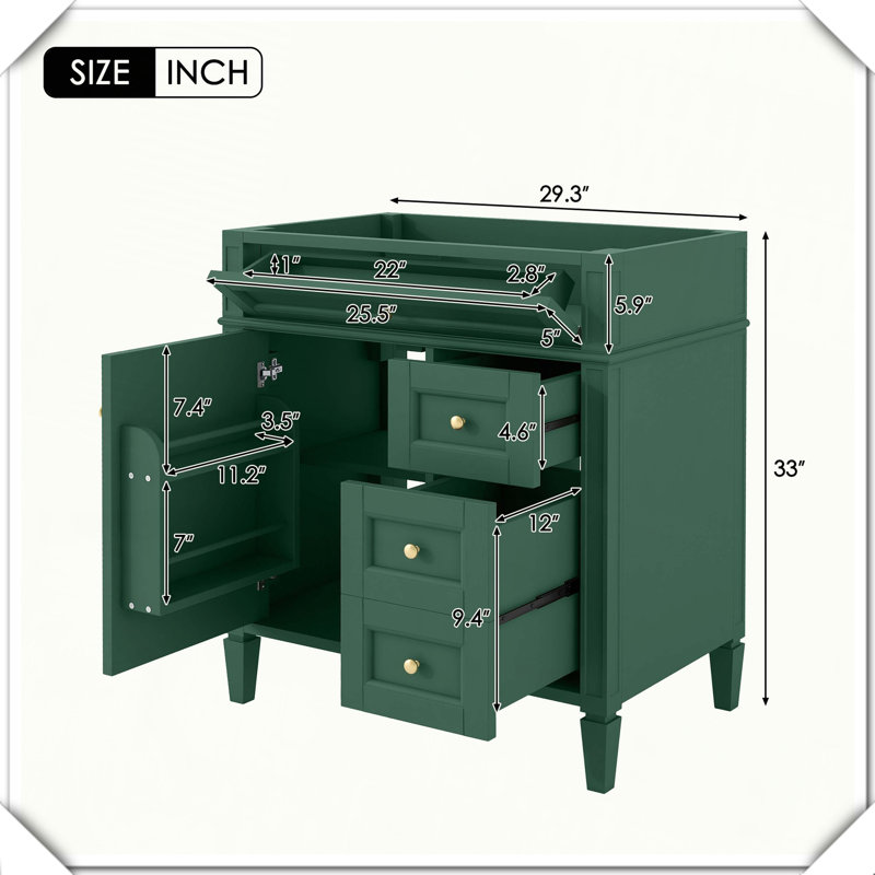 Tiroir de meuble-lavabo simple moderne sans tiroir supérieur, Vert