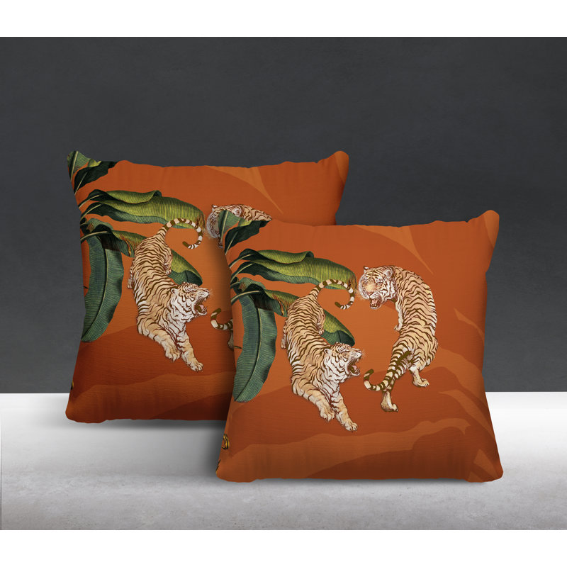 Housse et insert de coussin carré intérieur / extérieur , Orange, L 15 po x H 15 po