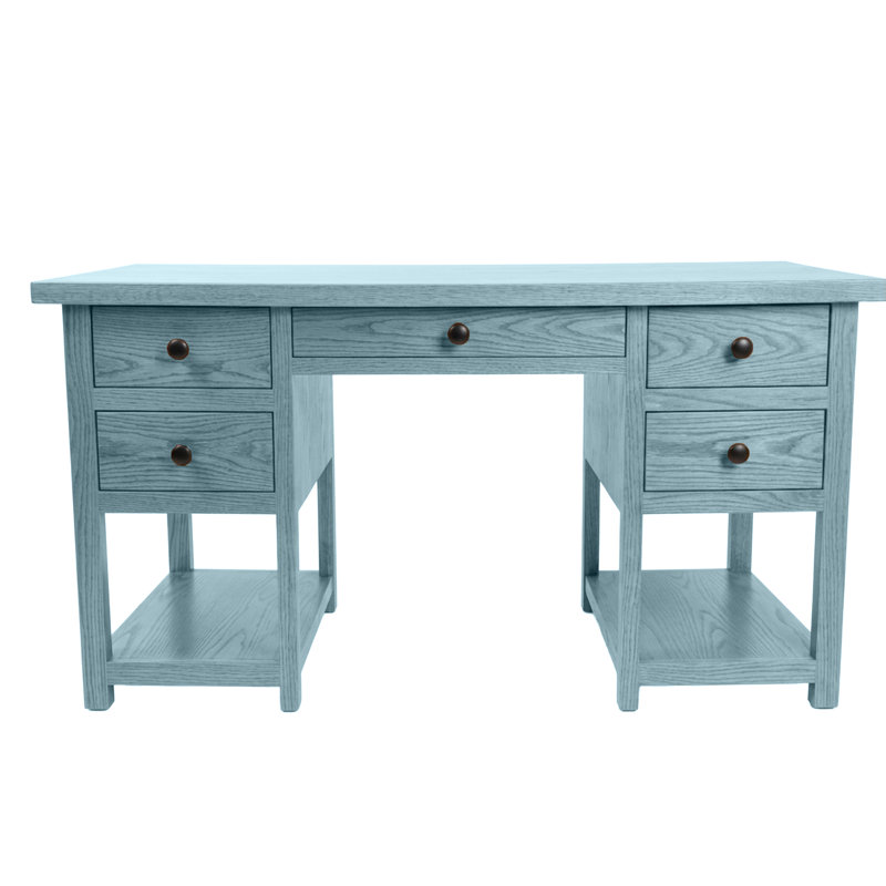 Bureau d'ordinateur en chêne massif Modern, Interesting Aqua
