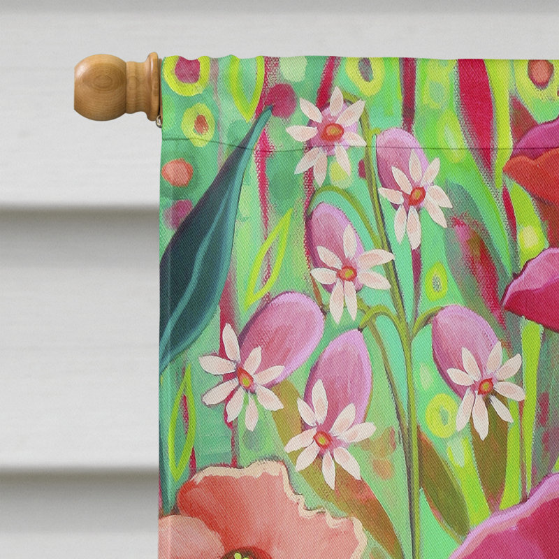 Drapeau de maison en polyester 40 x 28 po Guerino, Fleurs de la passion roses