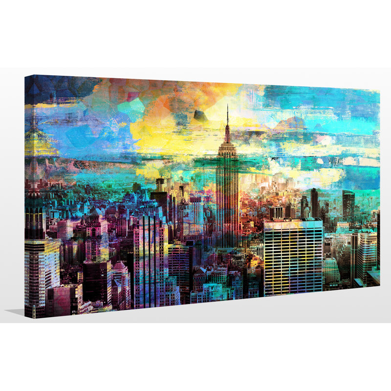 Empire state building iv-impression d’art graphique sur toile tendue, H 18 po x l 30 po