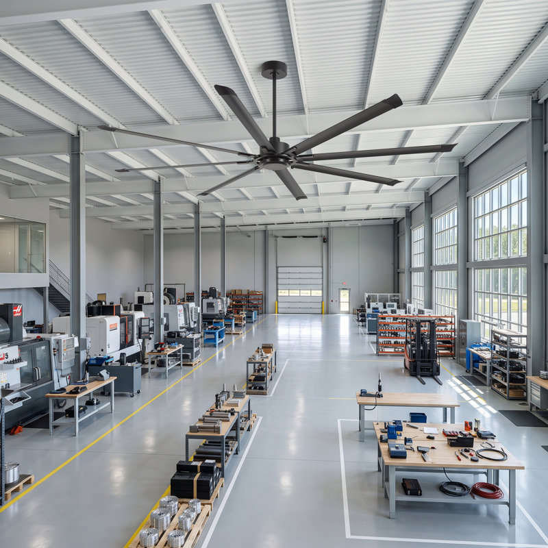 100" Industrial HVLS Ceiling Fan Without Light, Commercial Extra Large Ceiling Fan with Remote Control, Reversible DC Motor, Aluminum Blades for Warehouse Garage Patio Gym