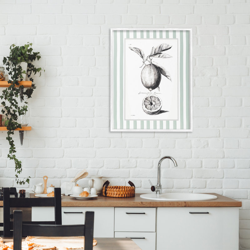 Giclée encadrée à rayures rétro vintage, design par lettré et doublé, H 20 po x l 16 po