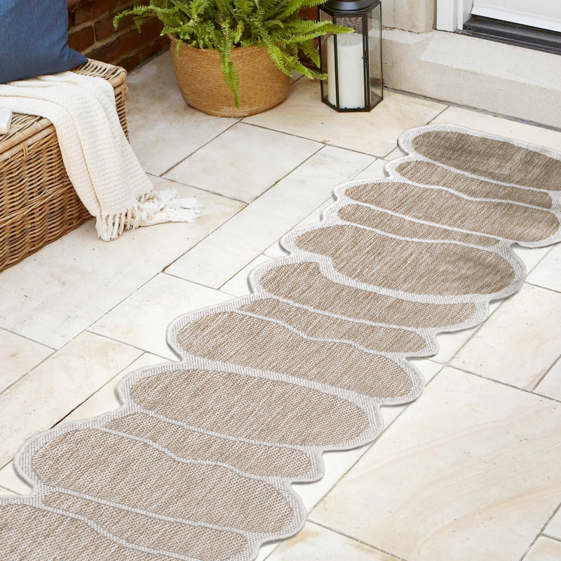 Monte Modern Rustic Abstract Beige/Cream Indoor/Outdoor Rug, Novelty   2' x 8'