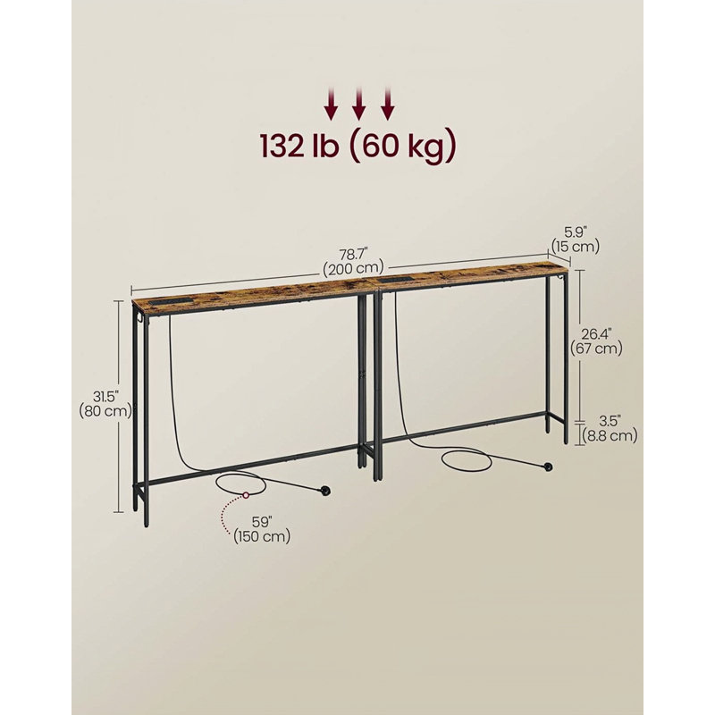 Set Of 2 Slim Console Tables With Charging Station