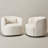 Sydney  Ivory 34" Wide Textured Weave Upholstered Swivel Barrel Chair (Set Of 2)-472380535