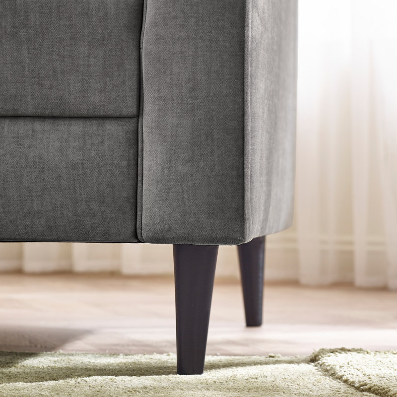 Logi Fabric Occasional Armchair - Upholstered Modern Minimalist Boxy Style, Grey