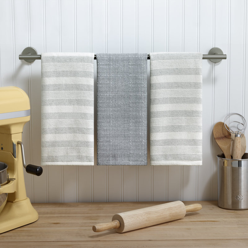 Izod Chester 3-Piece Kitchen Towel Set, Gray