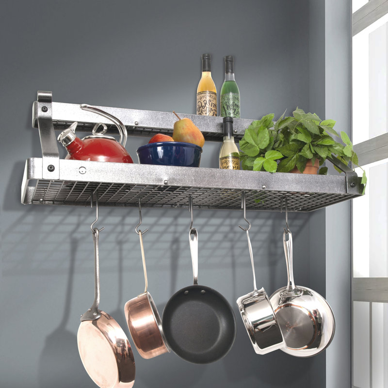 Gourmet Handcrafted Deep Bookshelf Wall Mounted Pot Rack